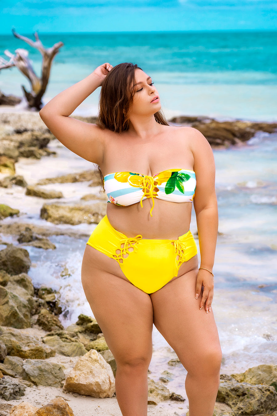 Plus Reversible Citrus Two-Piece Swimsuit