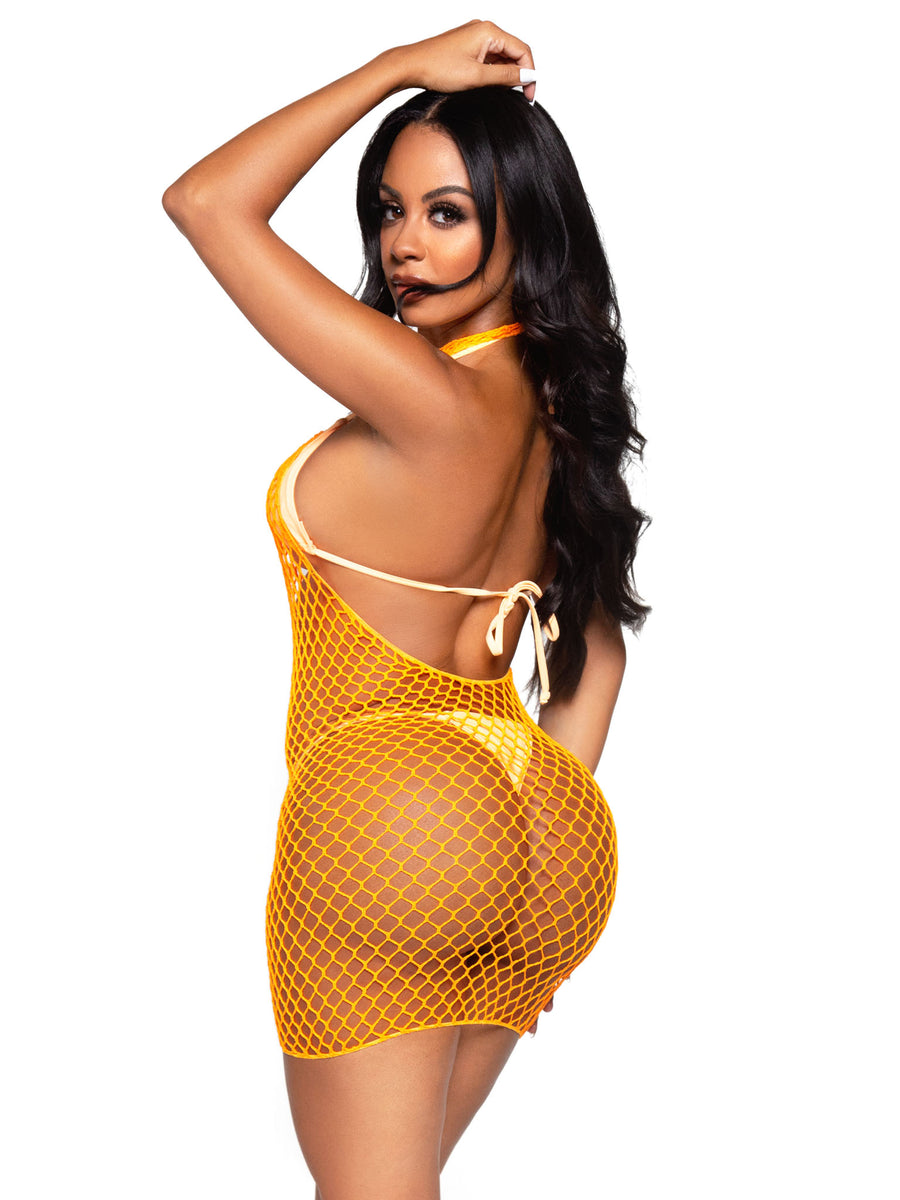 Net Halter Mini Dress